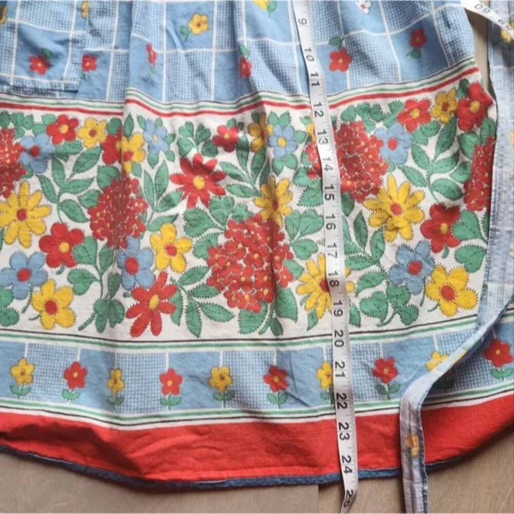 Floral‎ 1950's Half Apron Skirt Cottagecore Spring Bright